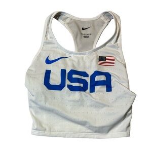 Nike Pro Elite Team USA Running Racing Top Bra Singlet Crop Tank Women Size XS